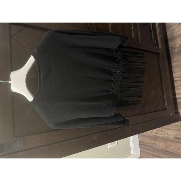 Vintage Black Cynthia Steffe Women's Fringe Cardigan Sweater Medium - Picture 3 of 3